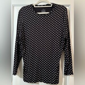 Cuddl Duds Black Heart Print Long Sleeve Top